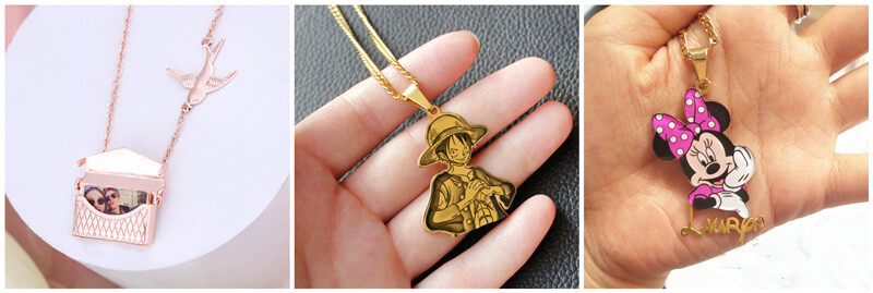 wholesale custom full color photo engraved jewelry manufacturers personalised etched picture necklaces suppliers